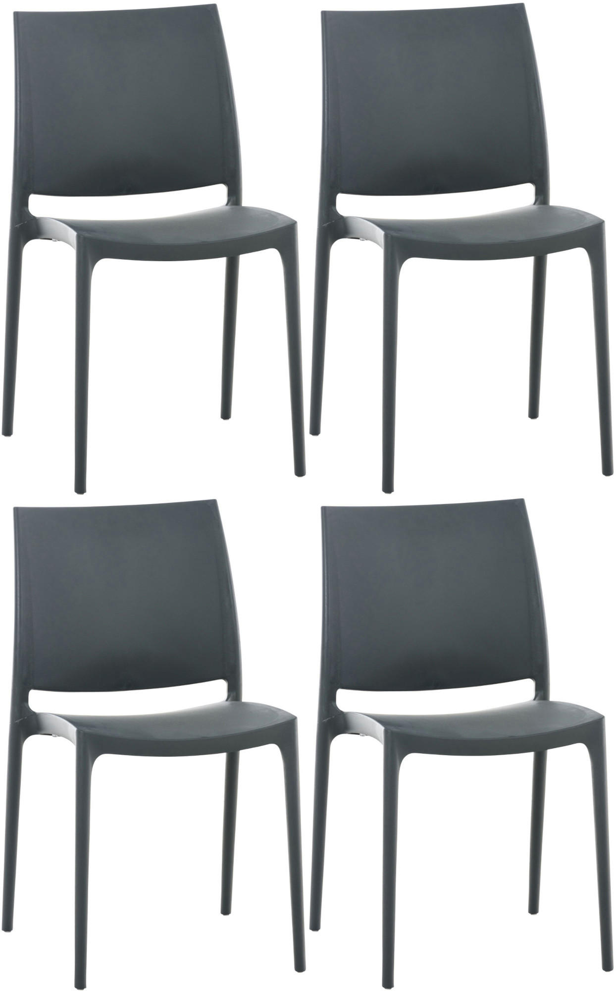 GARTENSTUHL 4er Set Kunststoff dunkelgrau - Dunkelgrau, Kunststoff (44/81/50cm) - CLP