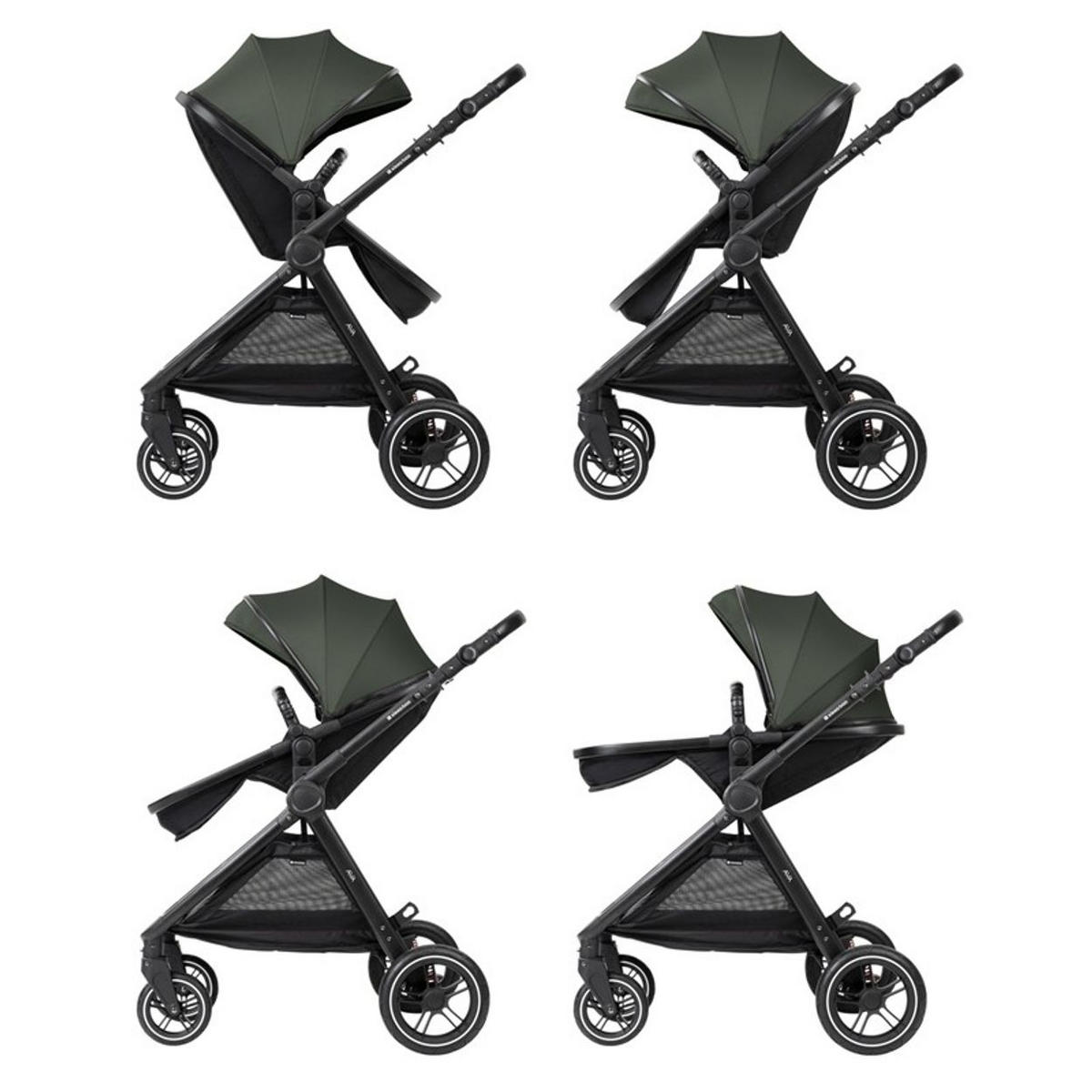 KOMBIKINDERWAGEN Ava 3 in 1 grün Babywanne, Babyschale, Gummiräder, Tasche - Grün, Metall (84/59/102cm) - Kikka boo