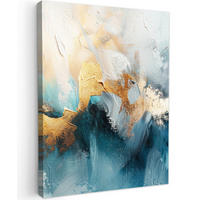 LEINWANDBILD Abstrakt - Kunst - Gold - Blau 30x40 cm - Petrol, Textil (30/40cm) - MuchoWow