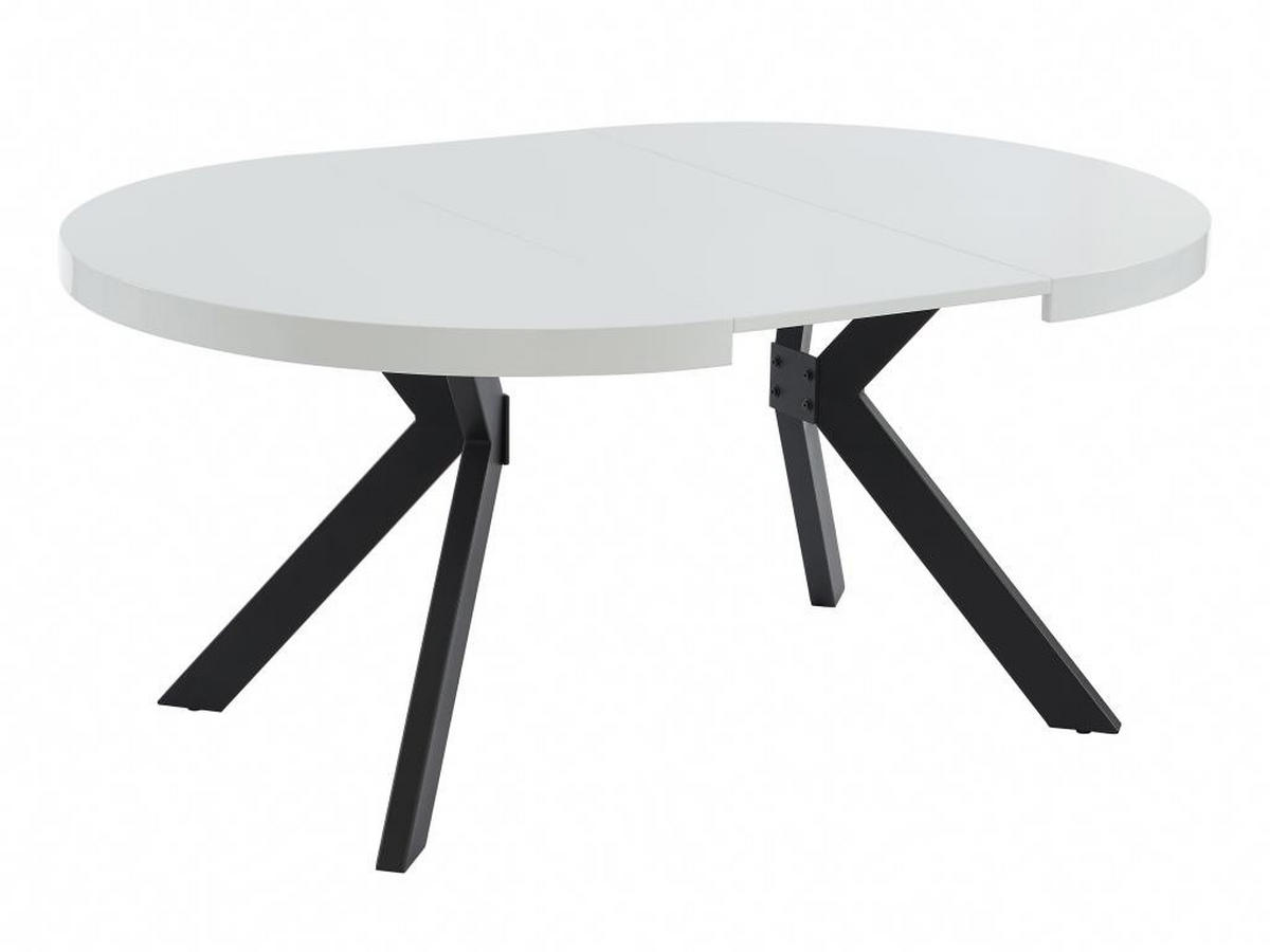ESSTISCH - ausziehbar - 4 bis 8 Personen - MDF & Stahl - Weiß lackiert & Schwarz - KOMONI - Schwarz/Weiß, Holz (220/120/76cm) - Vente-Unique