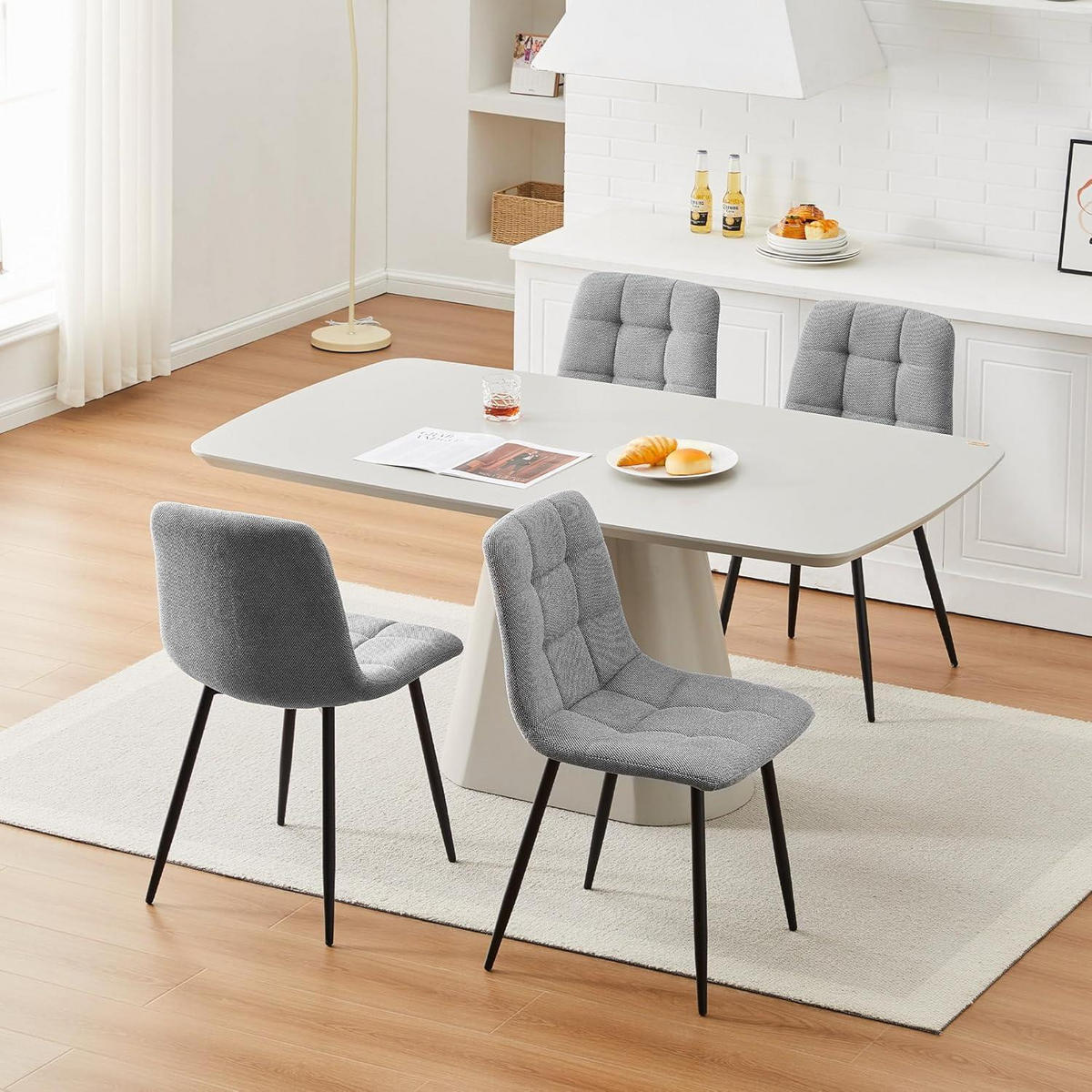 ESSZIMMERSTÜHLE 4er Set Chenille Dunkelgrau - Grau, Textil (44/86/39cm)