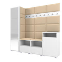 GARDEROBE NELA X 200 cm (Modulare Flurmöbel Weiß mit Spiegel & Sitzpolster Beige 04 Schrank + Sideboard) - Beige/Silberfarben, Holz/Holzwerkstoff (200/187/40cm) - Ravio