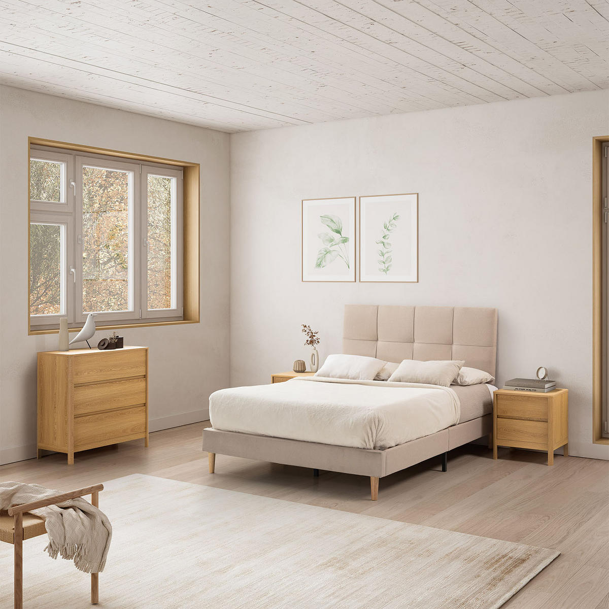 NACHTTISCH Nassau 2 schubladen Eichenfarbe - Honigeiche, Holzwerkstoff (45/50/40cm) - VS Venta-stock