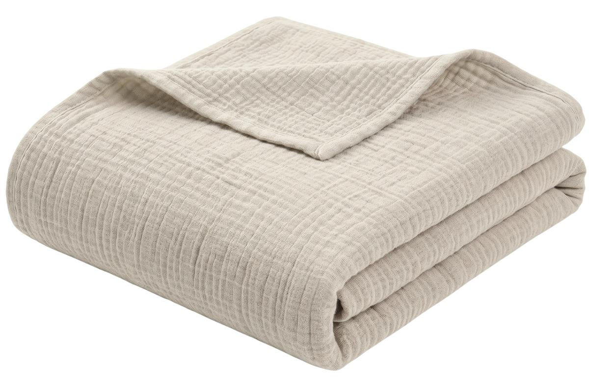 WOHNDECKE Musselin 150 x 200 cm, Leichte Kuscheldecke aus 100% Baumwolle - Nutzbar als Tagesdecke, Plaid oder Decke für Sofa, Couch & Bett - Beige - Beige, Textil (150/200cm) - Carpe Sonno