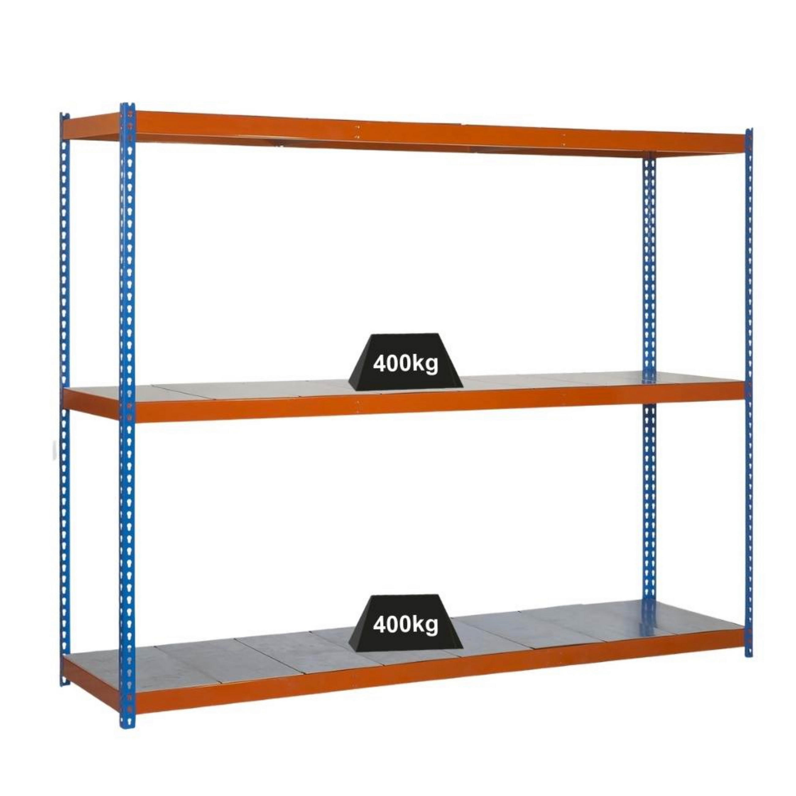 SCHWERLASTREGAL METAL BEAST THREE | HxBxT 200x240x45cm | Fachlast 400kg | Blau-Orange - Gelb, Metall (240/200/45cm) - PROREGAL
