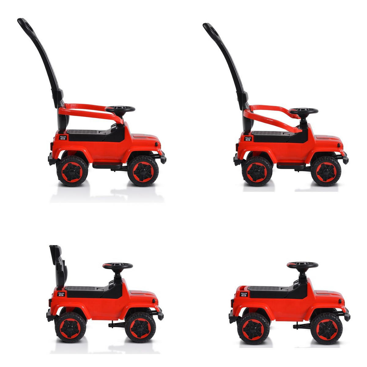 RUTSCHER Police rot Musikfunktion Schiebestange Dach Sicherheitsbügel - Rot, Kunststoff (82/37/90cm) - Moni