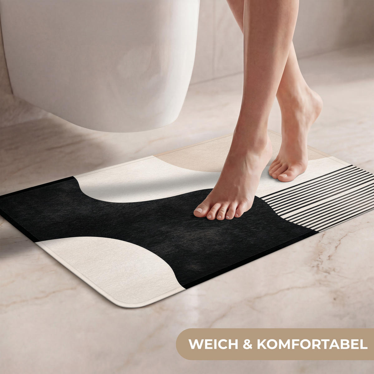 WC PŘEDLOŽKA Abstraktní - Japonské - Béžové - Moderní 60x40 cm - béžová, textil/plast (60/1cm) - OnlyWow