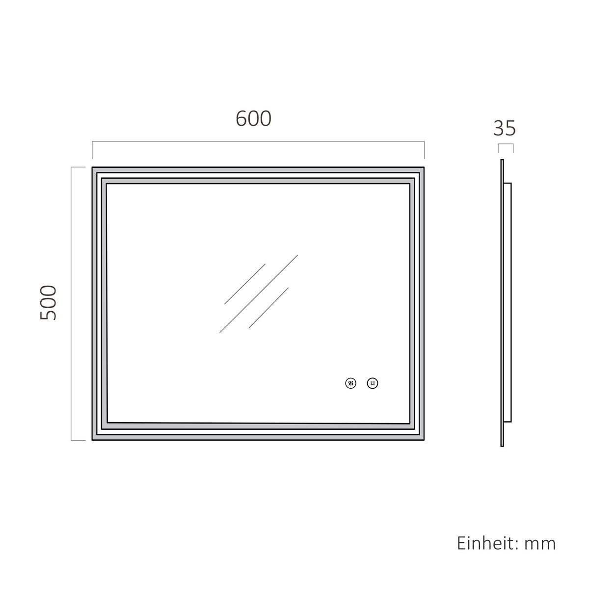 OGLINDA de baie cu LED-uri 60/50 cm - transparent, sticlă (60/50/3.5cm) - EMKE