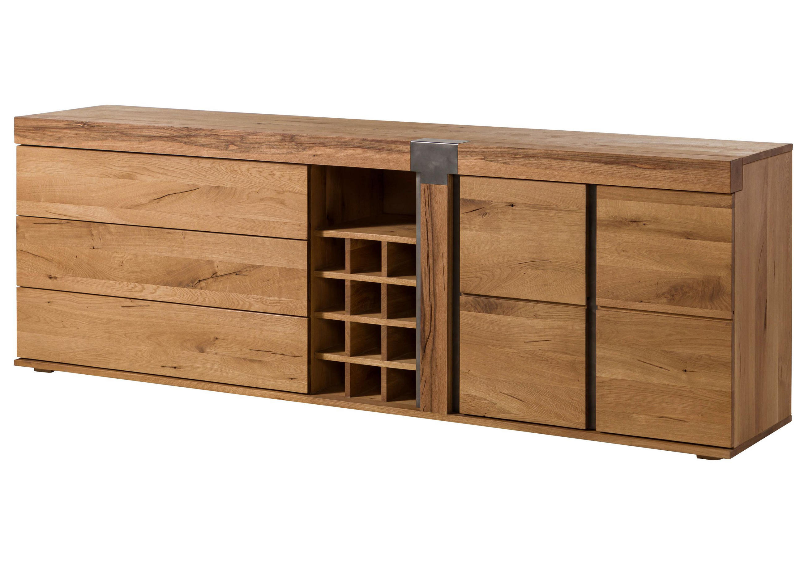 SIDEBOARD Wild-/Zerreiche 220x45x75 natur geölt NEW AMSTERDAM #17 - Braun, Holz (220/75/45cm) - Massivmoebel24