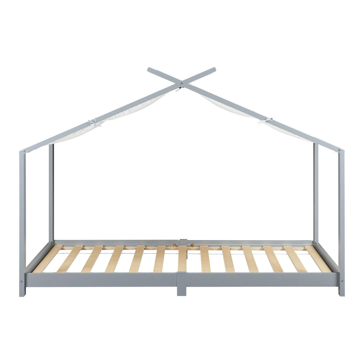 HAUSBETT Brome mit Matratze - Grau, Holz/Textil (90/200cm) - [en.casa]