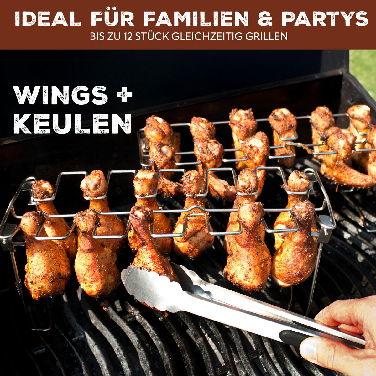 HÄHNCHENSCHENKEL-HALTER 4er Set, silber - Edelstahlfarben, Metall (44.5/4/16cm) - bremermann