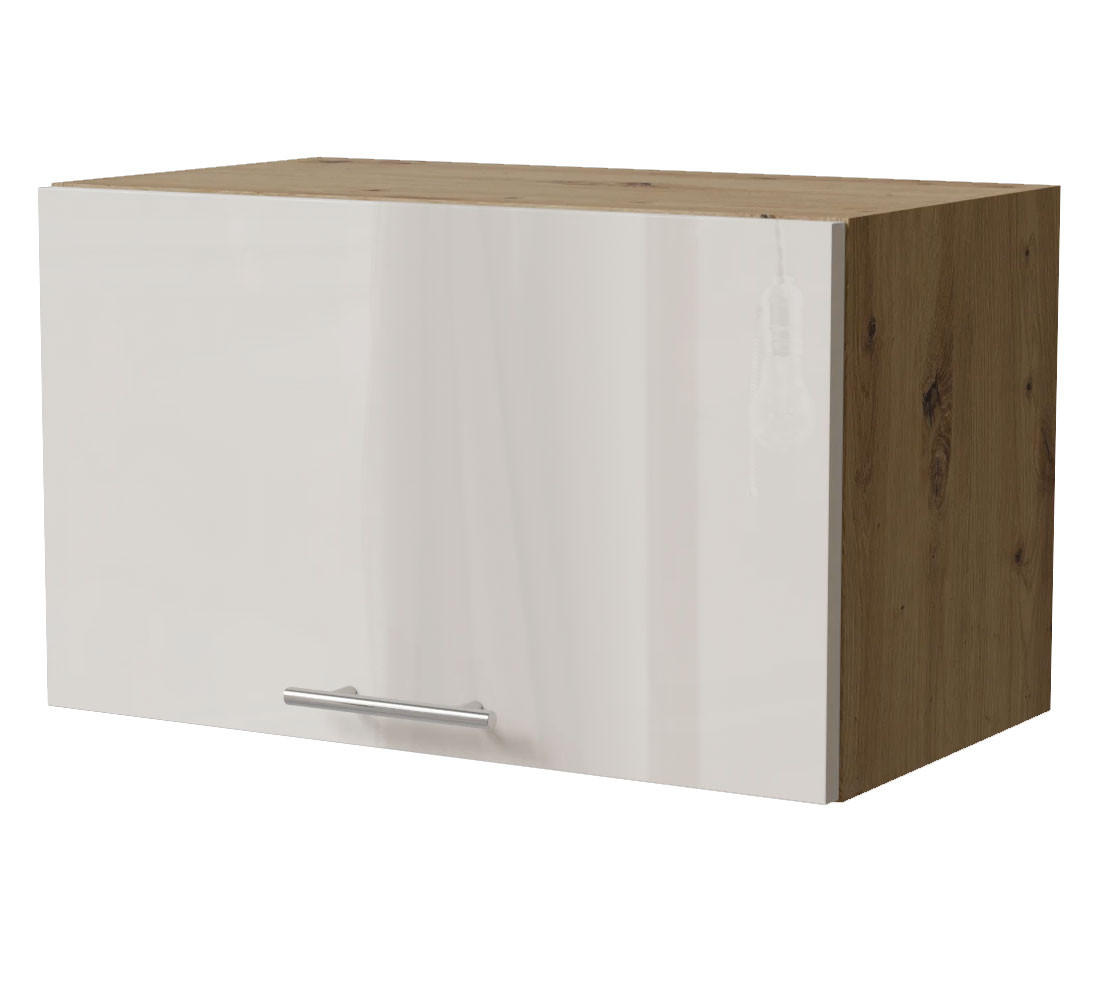 KLAPPHÄNGESCHRANK Brerra W4B/60 Eiche Artisan / RAL 9001 creme Hochglanz 60 / 32,5 / 36cm mit Gasdruckdämpfer - Creme/Eiche Artisan, Holz/Holzwerkstoff (60/36/32.5cm) - Feldmann-Wohnen