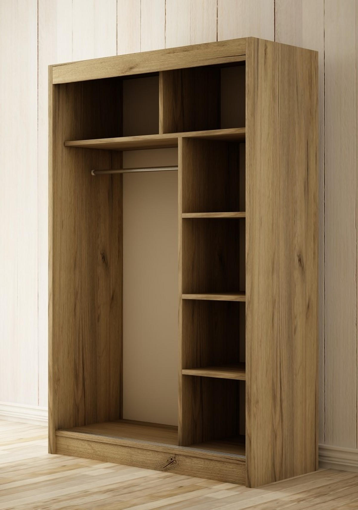 SCHWEBETÜRENSCHRANK Saturn 120 cm 2-türig, Eiche sonoma - Sonoma Eiche, Kunststoff (120/215/61cm) - Margaret Hadas24