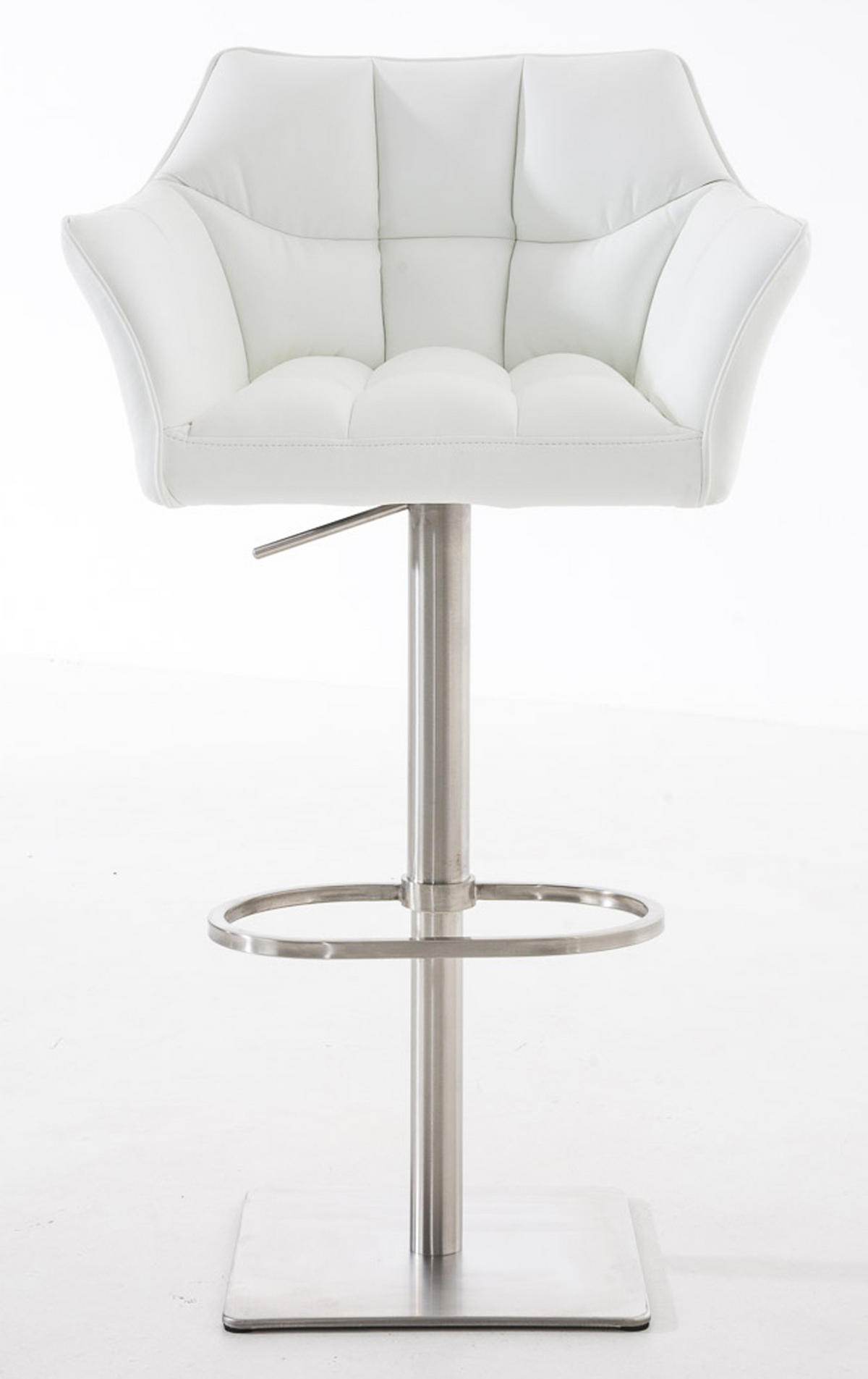 BARHOCKER 2er Set Damaskus Kunstleder edelstahl weiß - Edelstahlfarben/Weiß, Kunststoff/Metall (64/110/48cm) - TPFLiving