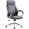 CHEFSESSEL Echtleder grau - Chromfarben/Grau, Leder/Metall (73/120/76cm) - CLP