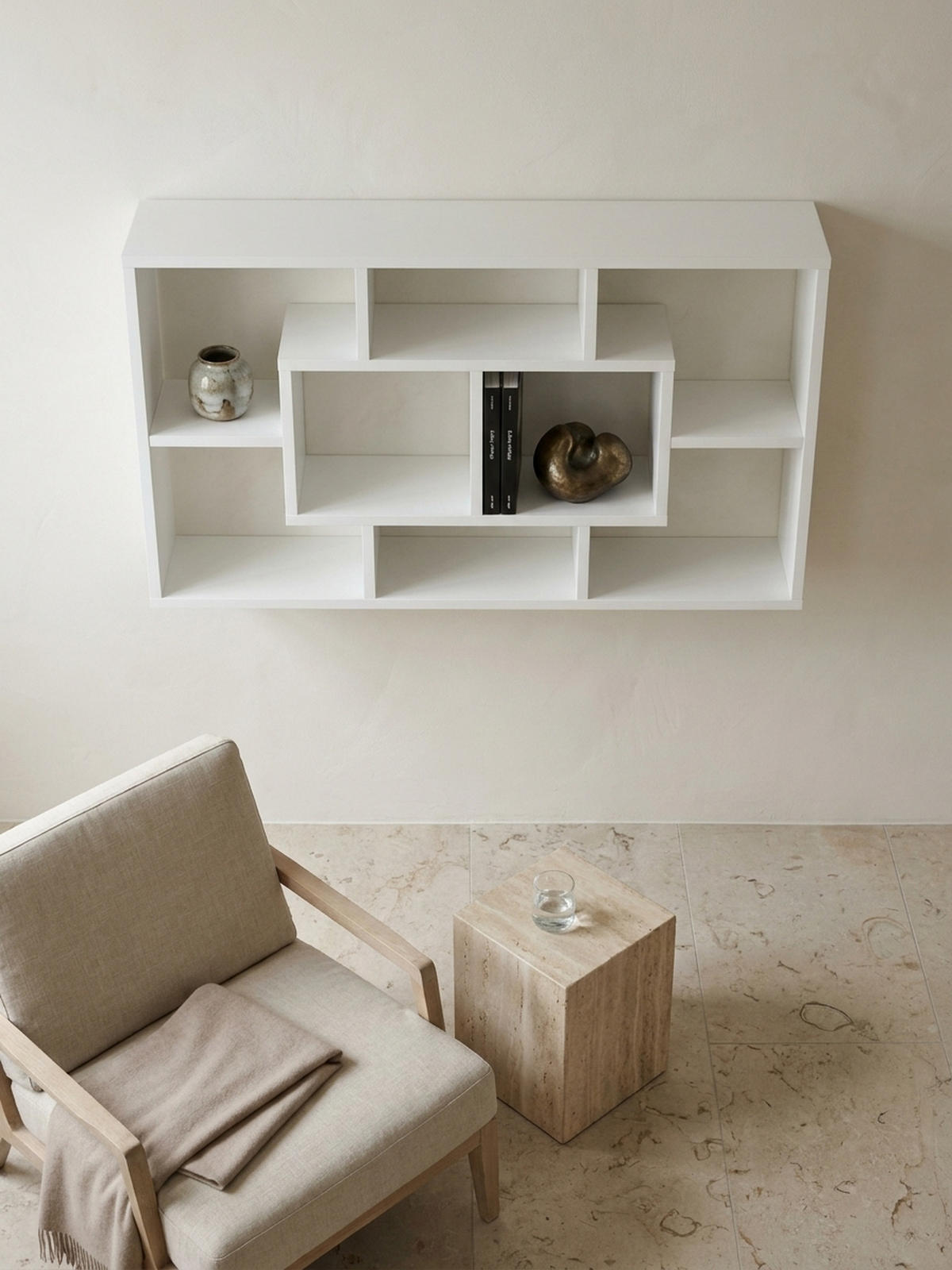 WANDREGAL RUR MDF Melaminbeschichtet Modern, Weiß 85x16x48 cm - Weiß, Holz (85/48/16cm) - KADIMA DESIGN