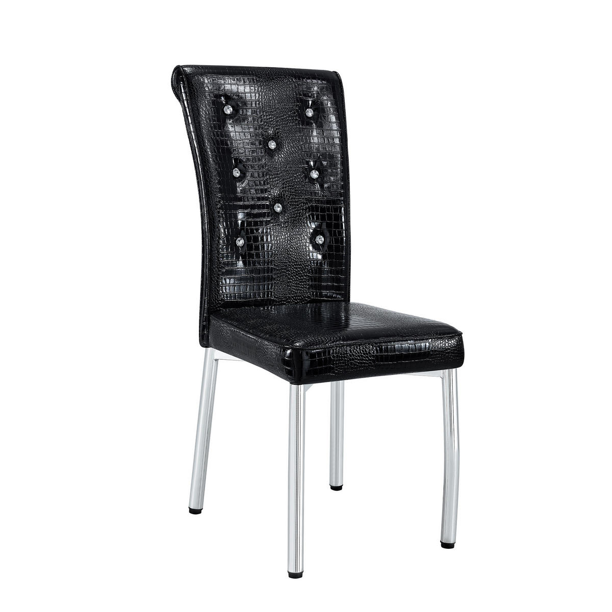ESSZIMMERSTUHL 2er-Set gepolstert Schwarz PVC mit Metallbeinen - Silberfarben, Metall (42/101/61.8cm) - Meubliv