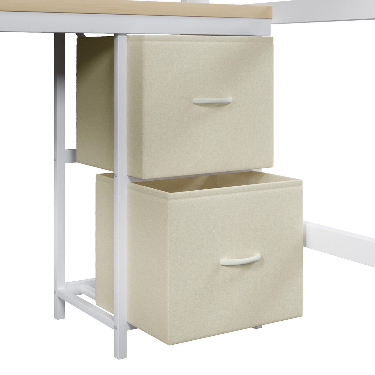 HOCHBETT mit Schreibtisch, Regalen und LED, Weiß, 140/200 cm - Weiß, Metall (140/200cm) - MIVRAY