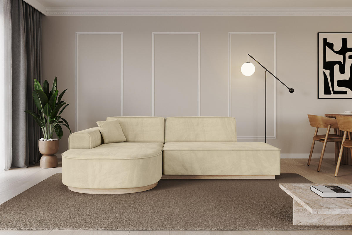 ECKSOFA Ottomane Links ARRIO-L1 - 243x171x83 cm Beige - Beige, Holzwerkstoff/Textil (243/171cm) - ALTDECOR