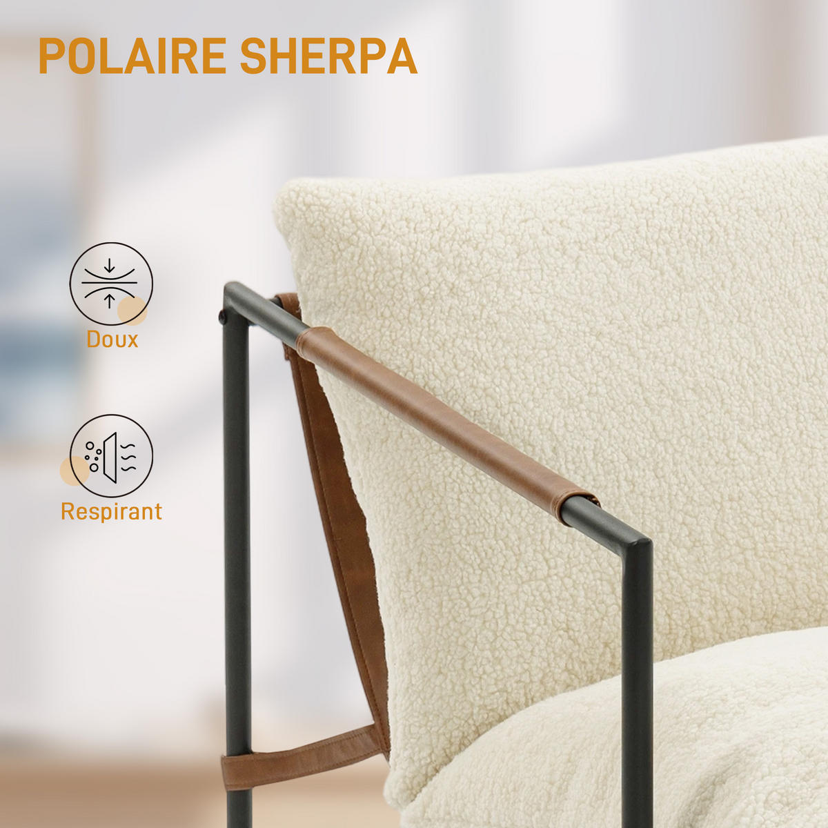 SESSEL DE-13326 breite Sitzfläche & Bouclé-Stoff Creme - Creme, Metall (77/80/91cm) - ComfortXL