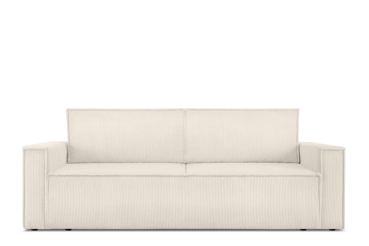 SCHLAFSOFA NAPI in Pet Friendly Cord-Stoff, ecru - Ecru/Schwarz, Textil (228/89/101cm) - KONSIMO®