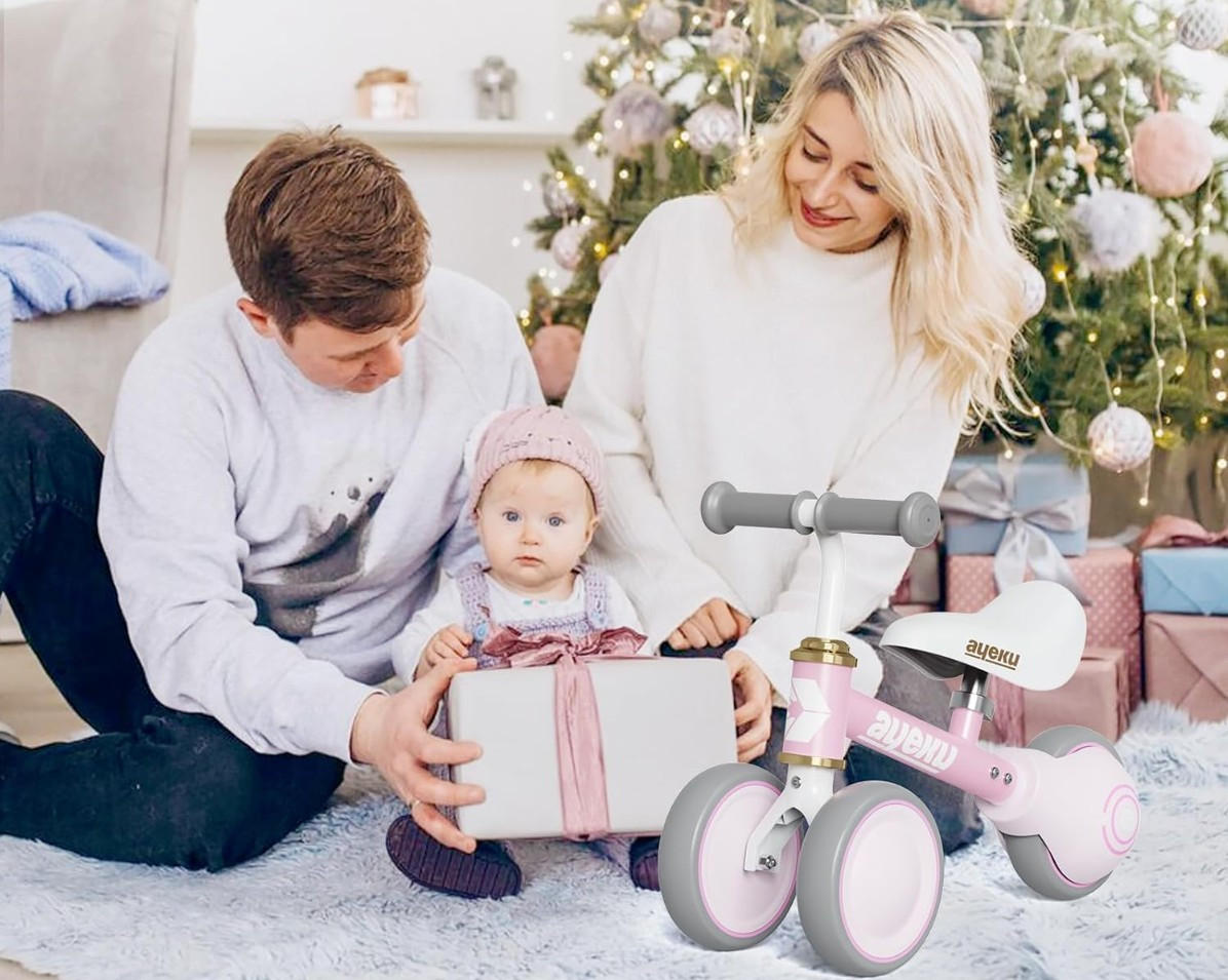 LAUFRAD KINDER mit verstellbarem Sitz und leisen Rädern, 36cm, Rosa - Rosa, Metall (51/22/36cm) - Ayeku