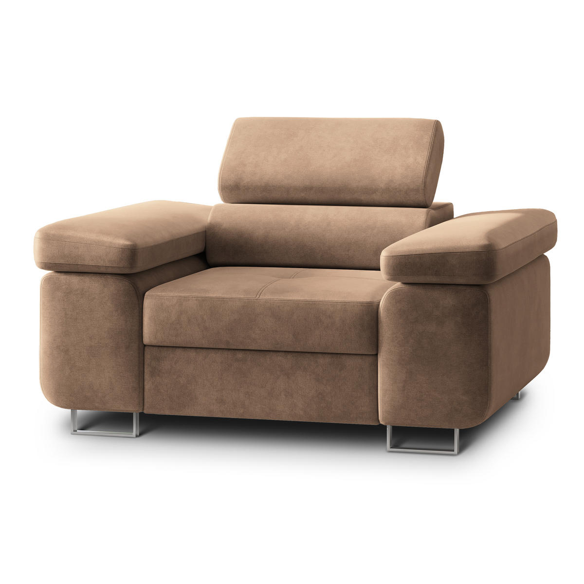 SESSEL CALVO Polstersessel Loungesessel ergonomisch, Beige - Beige, Holz/Metall (133/87/98cm) - MASSENO
