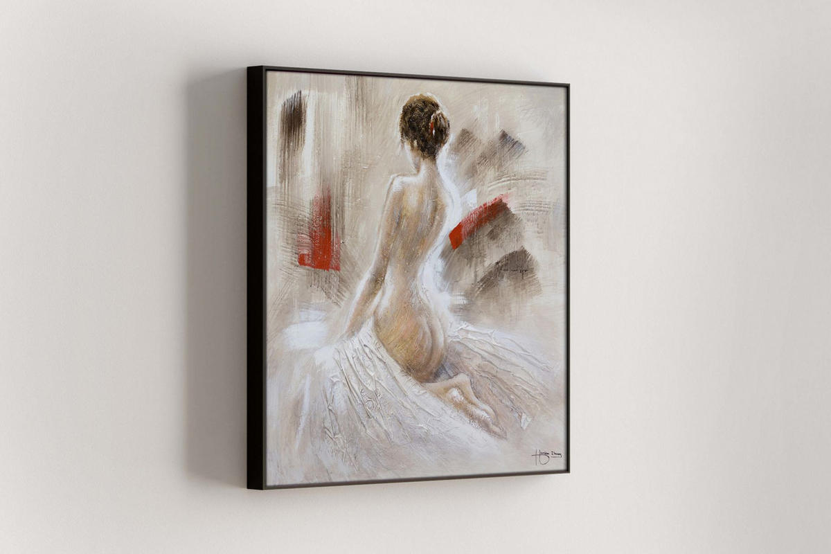 RUČNE MAĽOVANÝ AKRYLOVÝ OBRAZ 80/80 cm, béžový, morský a krajinný motív - béžová, drevo/textil (80/80cm) - KUNSTLOFT