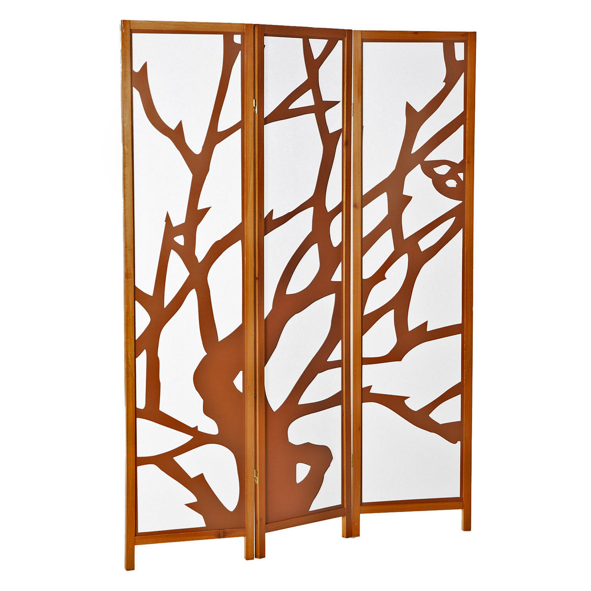 PARAVENT 3-tlg. 130,5/175 cm Braun Holzverzierung - Braun, Holz (130/175/2cm) - Homestyle4u