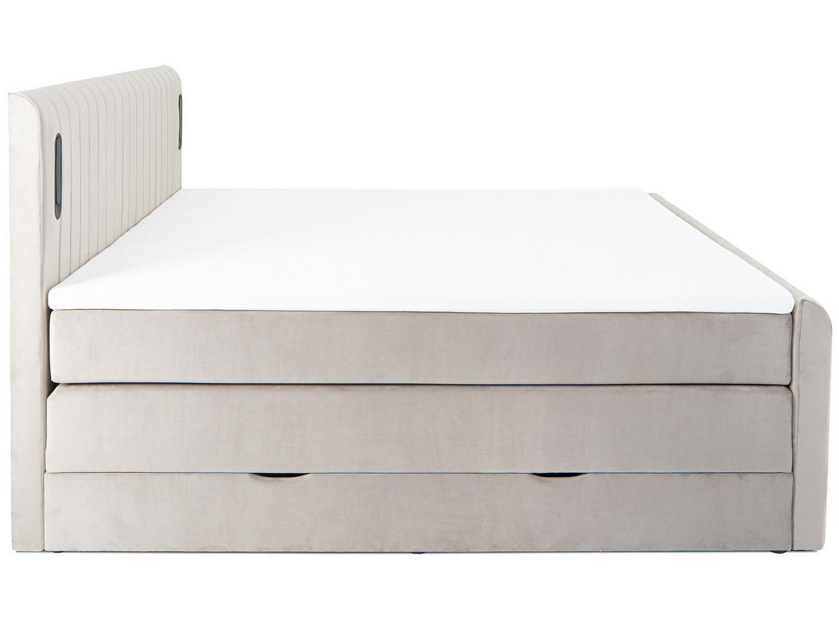 BOXSPRINGBETT FLY beige 160/200 cm H3/H4 Samt - Beige, Textil (160/200cm) - wonello