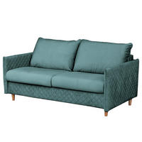 SCHLAFSOFA mit Matratze - Samt - Blau/Buchefarben, Buchenholz/Textil (171/95/101cm) - home24