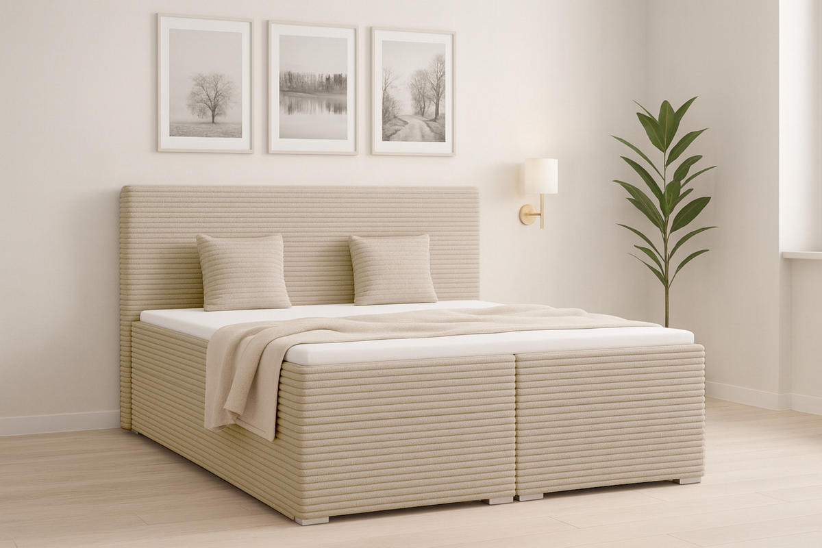 BOXBETT DUBAI 140/200 in Beige H3 - Beige, Holz/Holzwerkstoff (140/200cm) - Deine Möbel 24