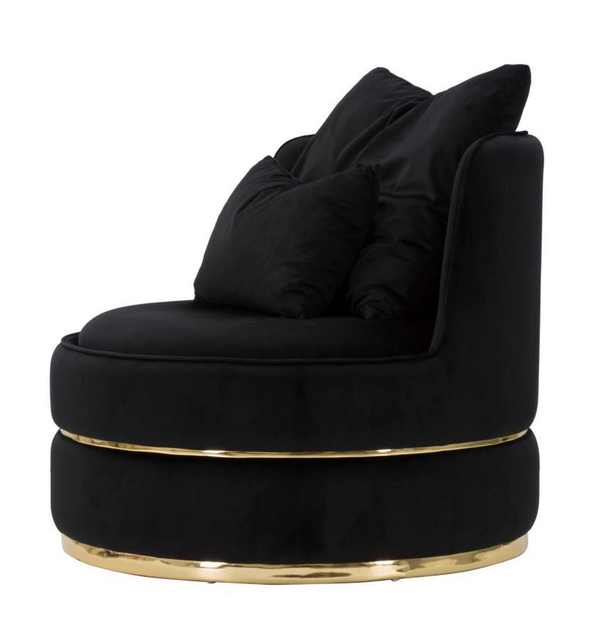 SESSEL Paris Space Nero, schwarz und goldfarben, Polyester, Kiefernholz, Sperrholz und Kunststoff, 84 x 84 x 72 cm - Goldfarben/Schwarz, Holz/Holzwerkstoff (84/72/84cm) - Mauro Ferretti