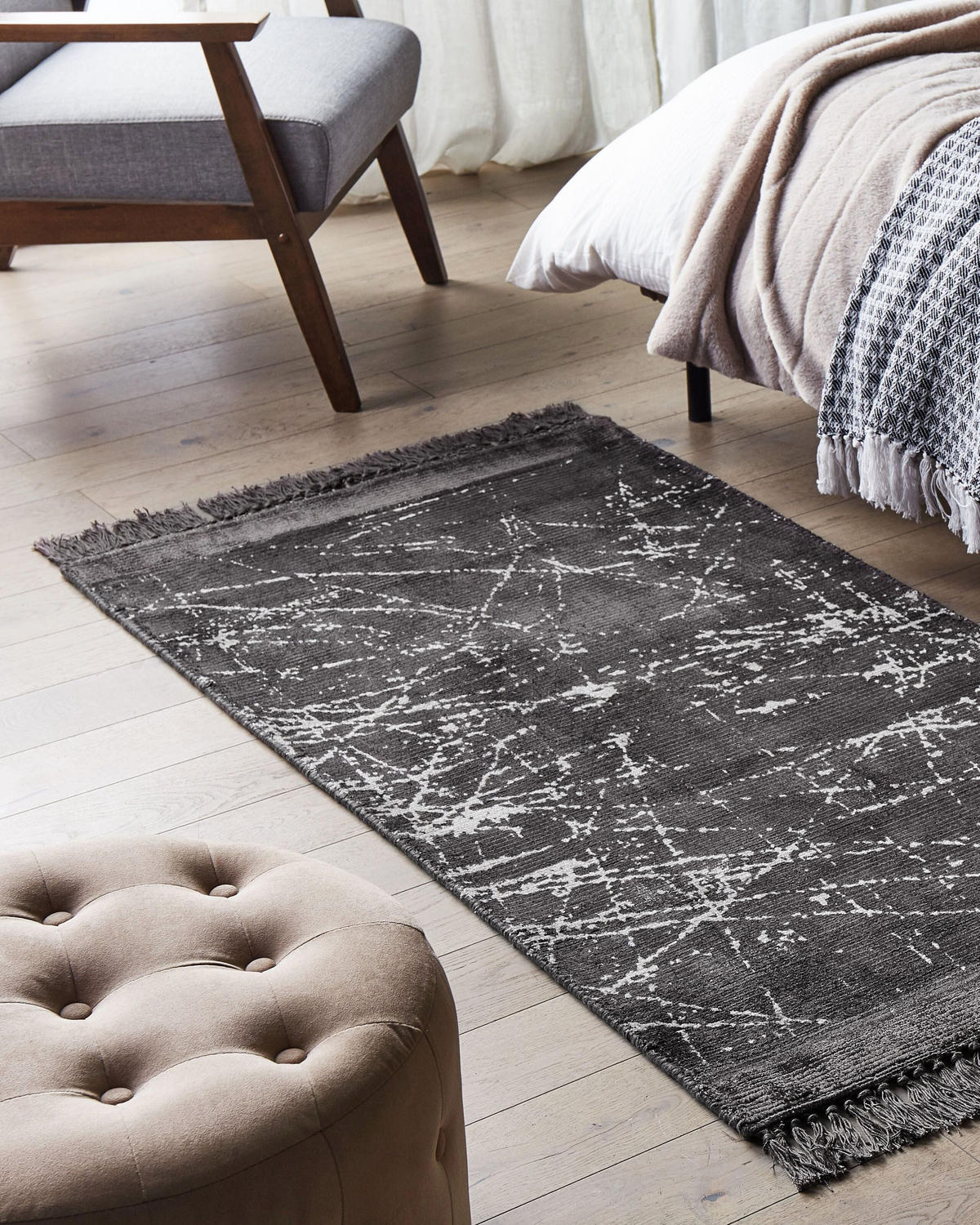 KURZFLOR-TEPPICH Hanli 150/80 cm - Grau, Naturmaterialen (80/150cm) - Beliani