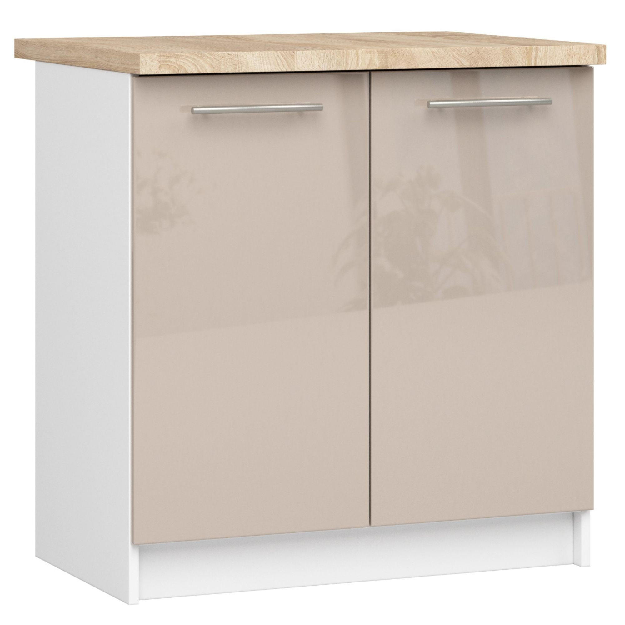 UNTERSCHRANK Weiß, Cappuccino Glanz 85/80/46 - Weiß/Cappuccino, Holzwerkstoff (80/85/46cm) - RAUMHIRSCH FURNITURE