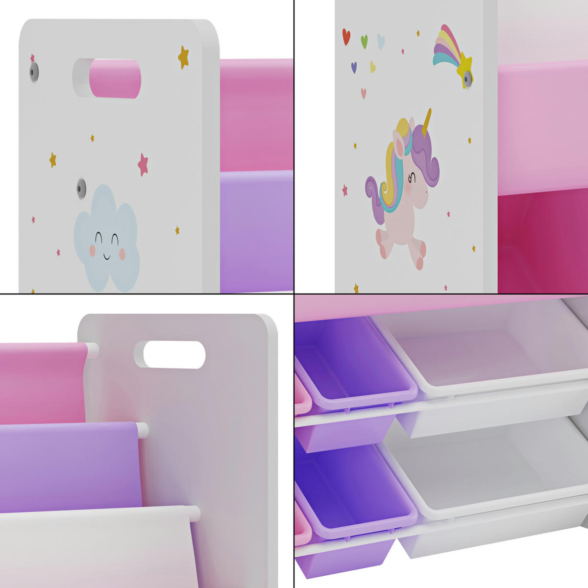 KINDERREGAL Rødøy - Lila/Weiß, Holzwerkstoff/Kunststoff (86/78/26.5cm) - [en.casa]