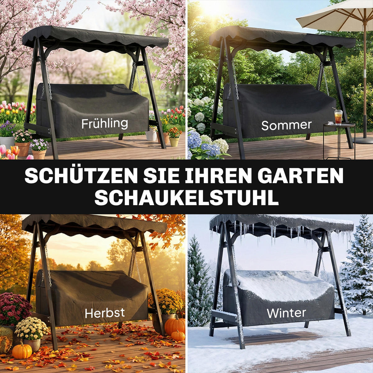 GARTENSCHAUKEL-ABDECKUNG Oxford-Stoff Schwarz - Schwarz, Textil (76/81/185cm) - Outsunny