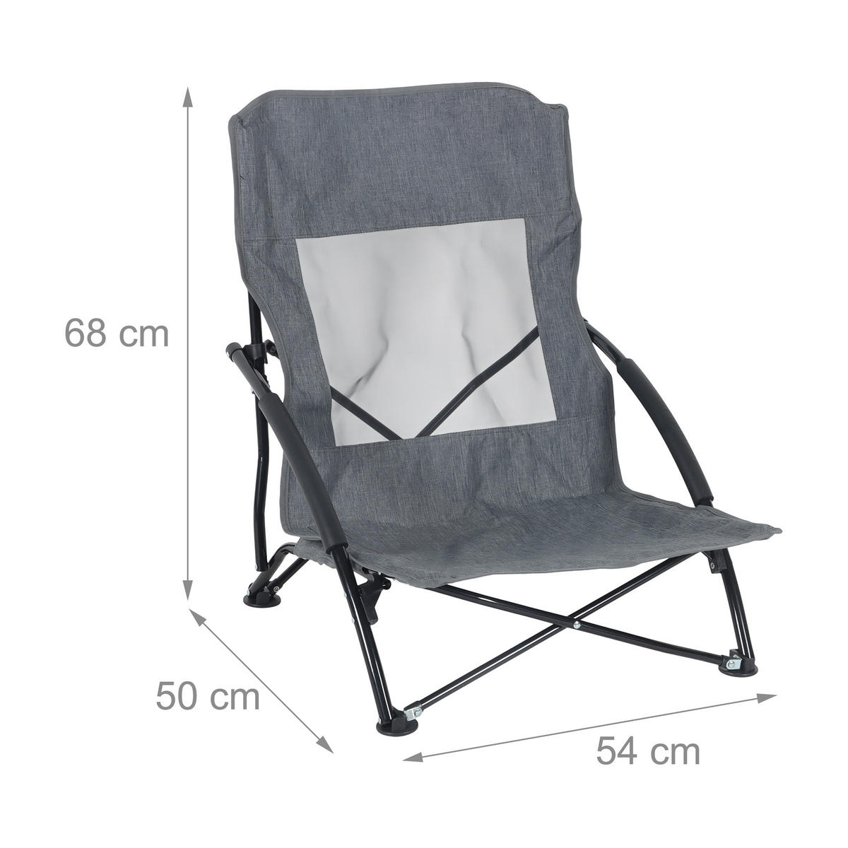 2XSTRANDSTUHL - Grau, Textil/Metall (54/65/50cm) - Relaxdays