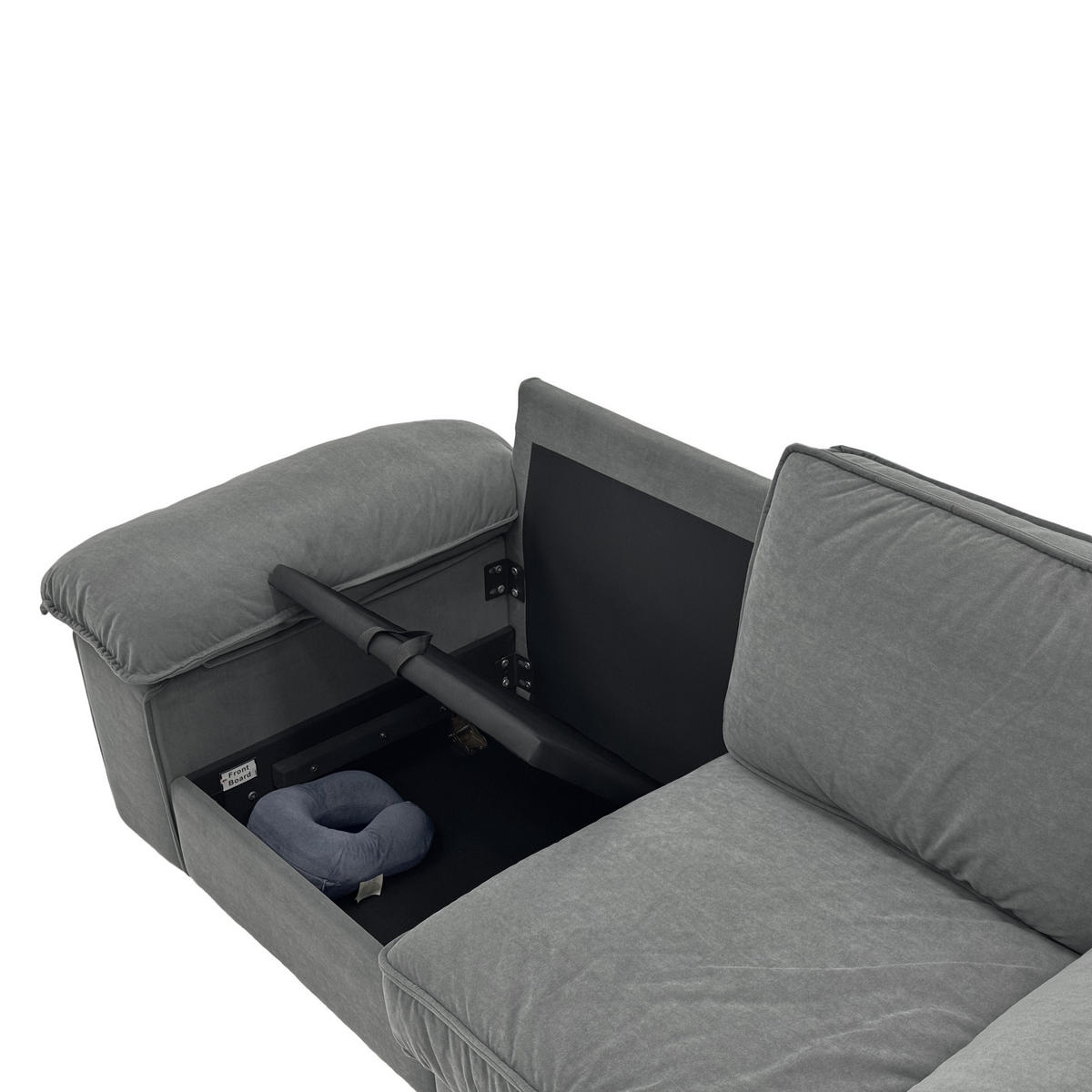 SOFA mit Stauraum und Taschenfederkern 61 cm Sitztiefe 201/91/89 cm Grau - Grau, Textil (91/89/201cm) - Redom