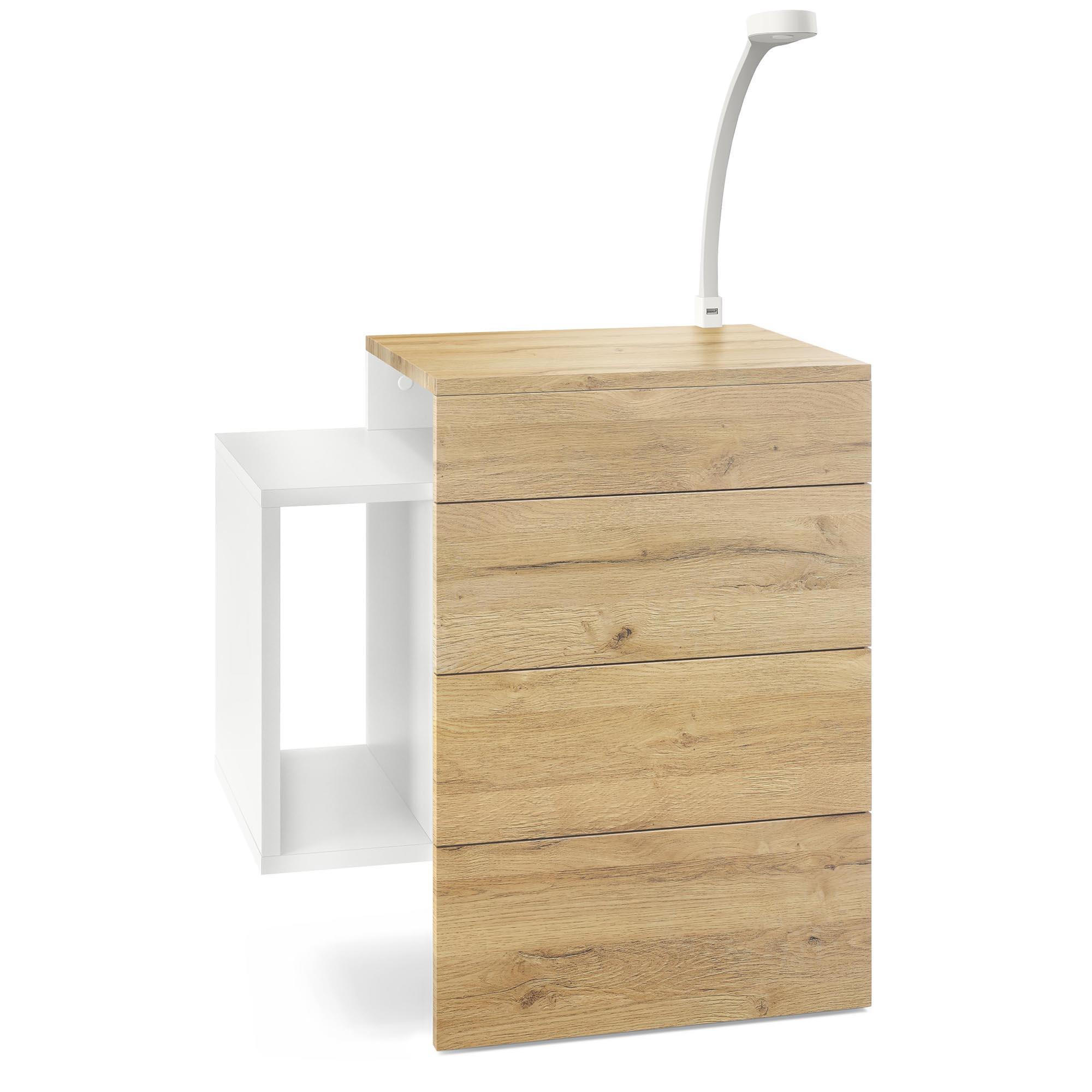 NACHTTISCH Queens Front in Eiche Natur - Eichefarben, Holzwerkstoff (60/63/36cm) - Vladon