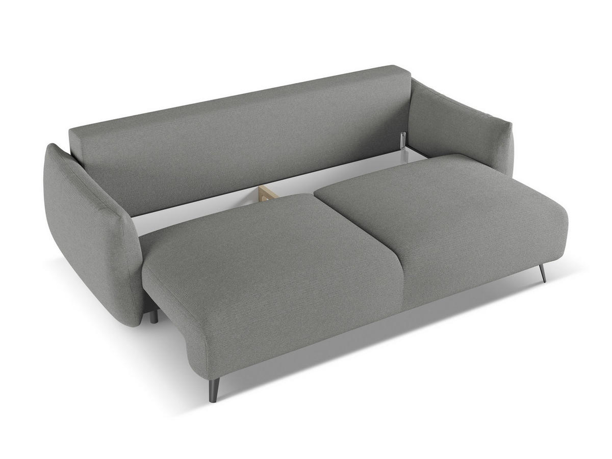 3-SITZER SOFA mit Schlaffunktion Chenille Stoff Grau - Schieferfarben/Schwarz, Textil/Metall (230/86/105cm) - Makamii