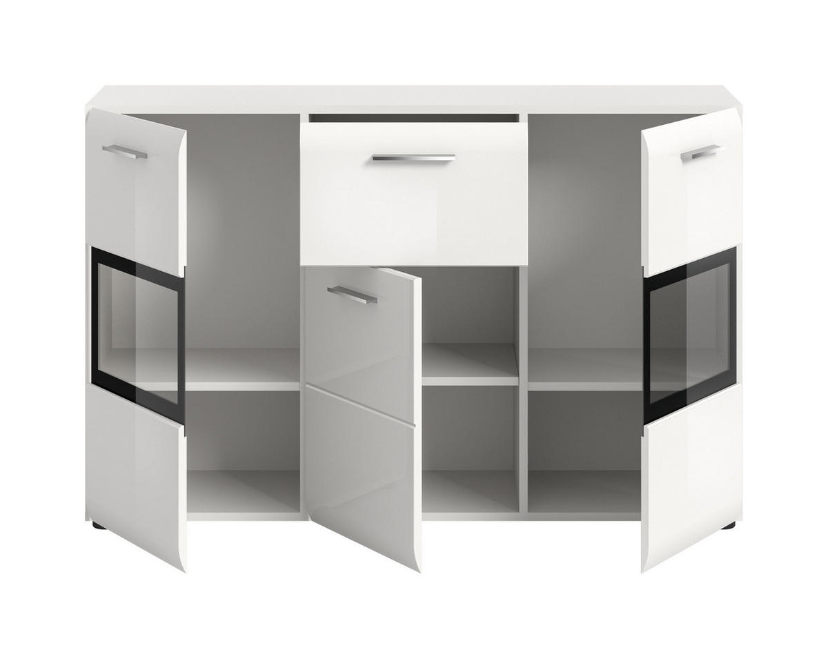 SIDEBOARD ICE (B/H/T: ca. 125/81/37 cm) in Weiß/weiß hochglanz - Weiß, Holzwerkstoff (125/81/37cm)