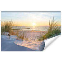 FOTOTAPETE Strand Meer Sonnenuntergang Landschaft 3D 360x240cm - Blau/Beige, Papier (360/240cm) - Muralo