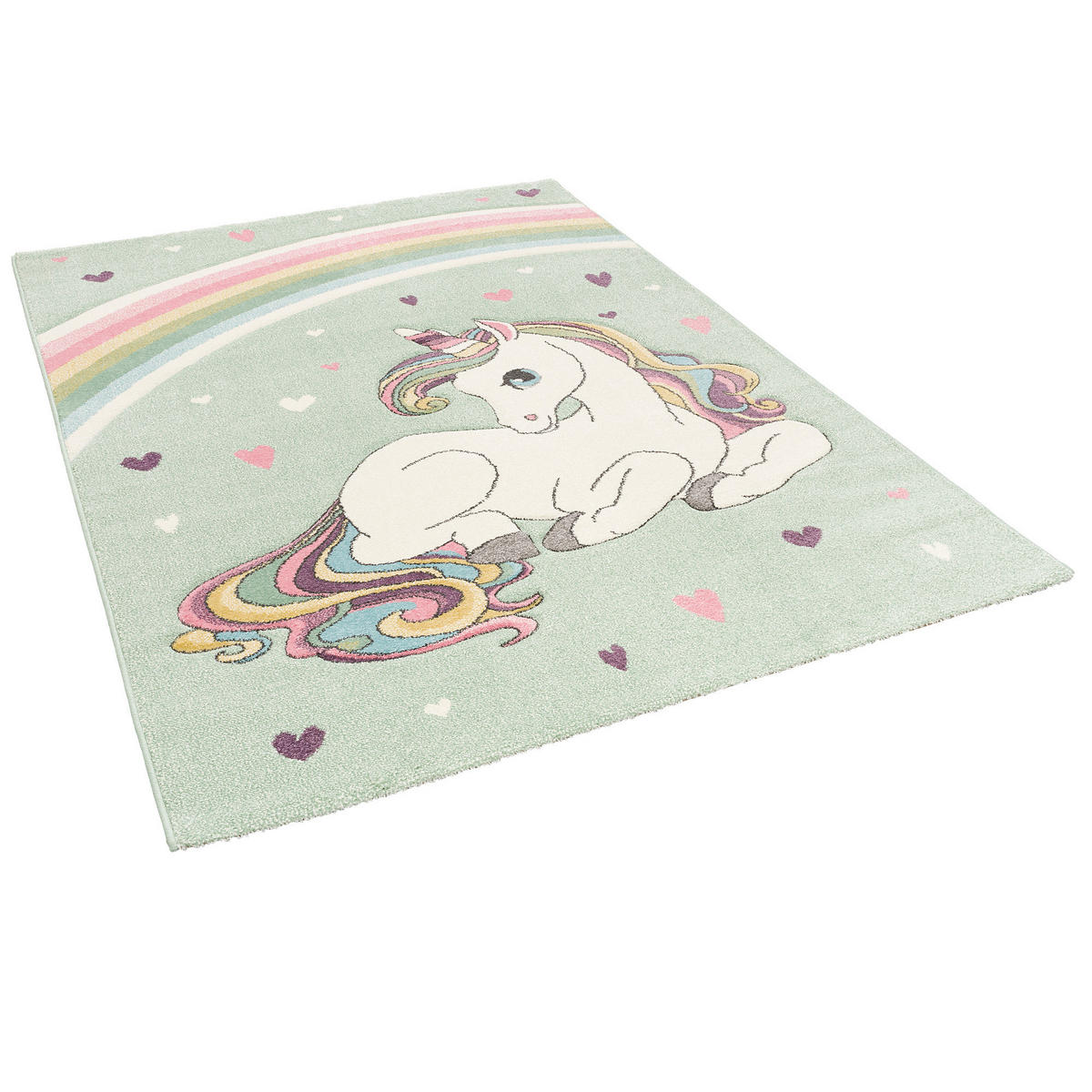 KINDER TEPPICH MAUI KIDS EINHORN PASTELL - Mintgrün, Textil (80/150cm) - Pergamon