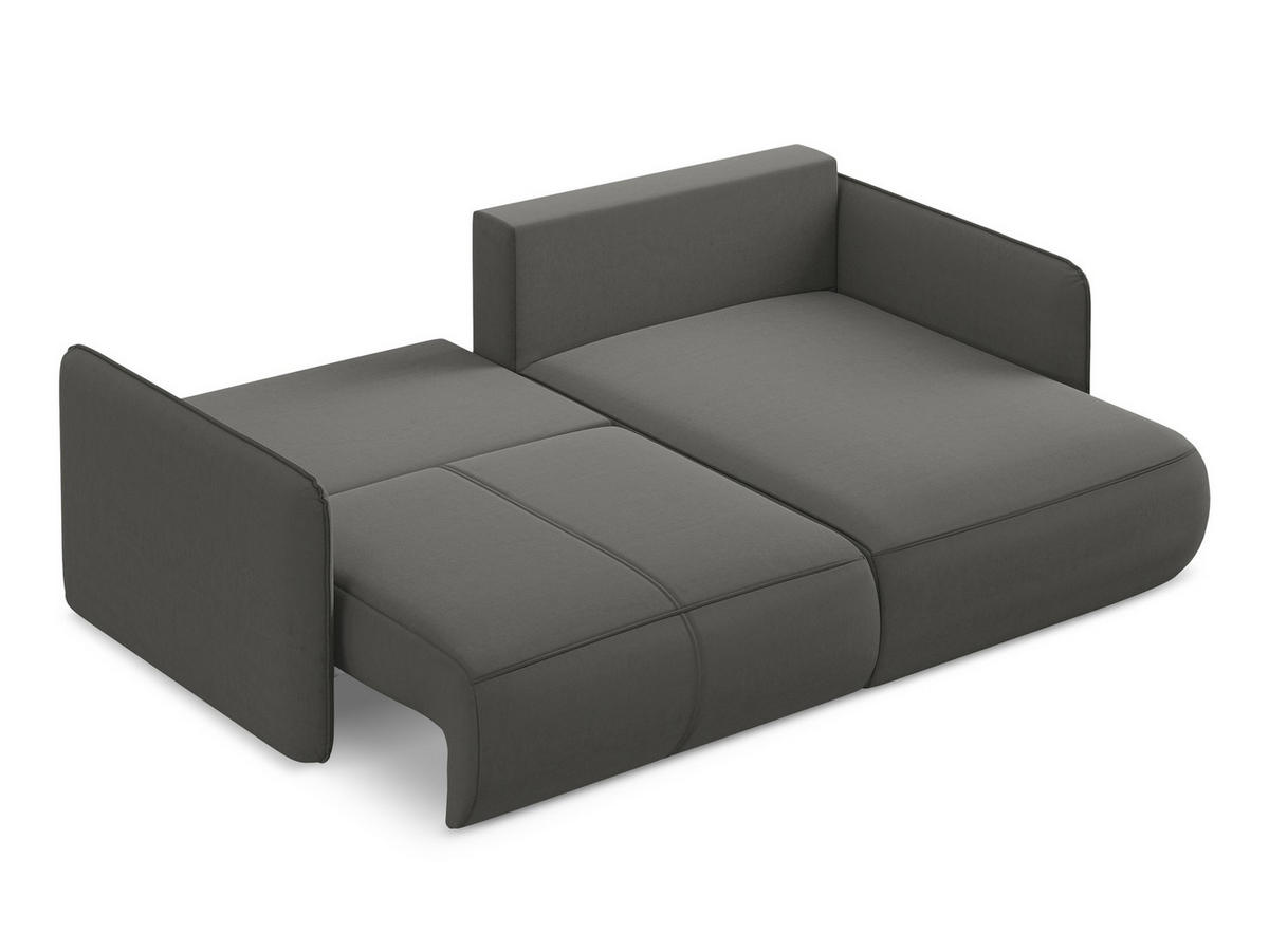 ECKSOFA mit Schlaffunktion Samt Stoff Grau - Dunkelgrau/Schwarz, Kunststoff/Textil (207/148cm) - Makamii