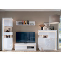 WOHNZIMMER-SET 4-TLG. Lyndhurst-129 - Weiß, Holzwerkstoff (329/190/42cm) - Lomado