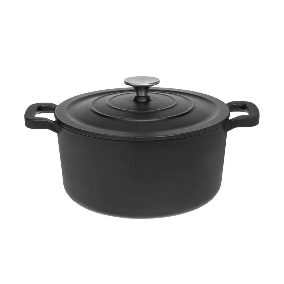 GUSSEISENTOPF Maku 25 cm 5,2 L mit Deckel Induktion - Schwarz, Metall (25cm) - JUNG