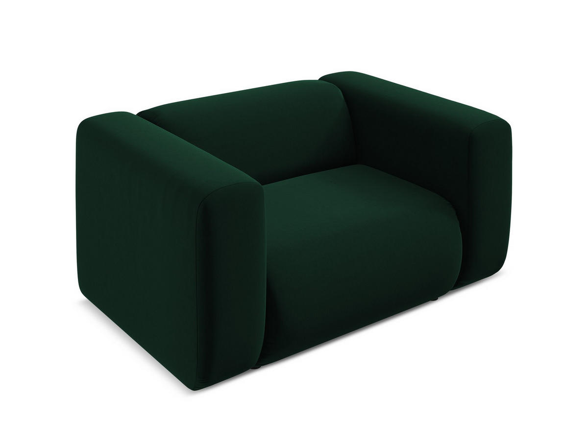 SESSEL Samt Stoff Grün - Dunkelgrün/Schwarz, Kunststoff/Textil (137/70/89cm) - Makamii
