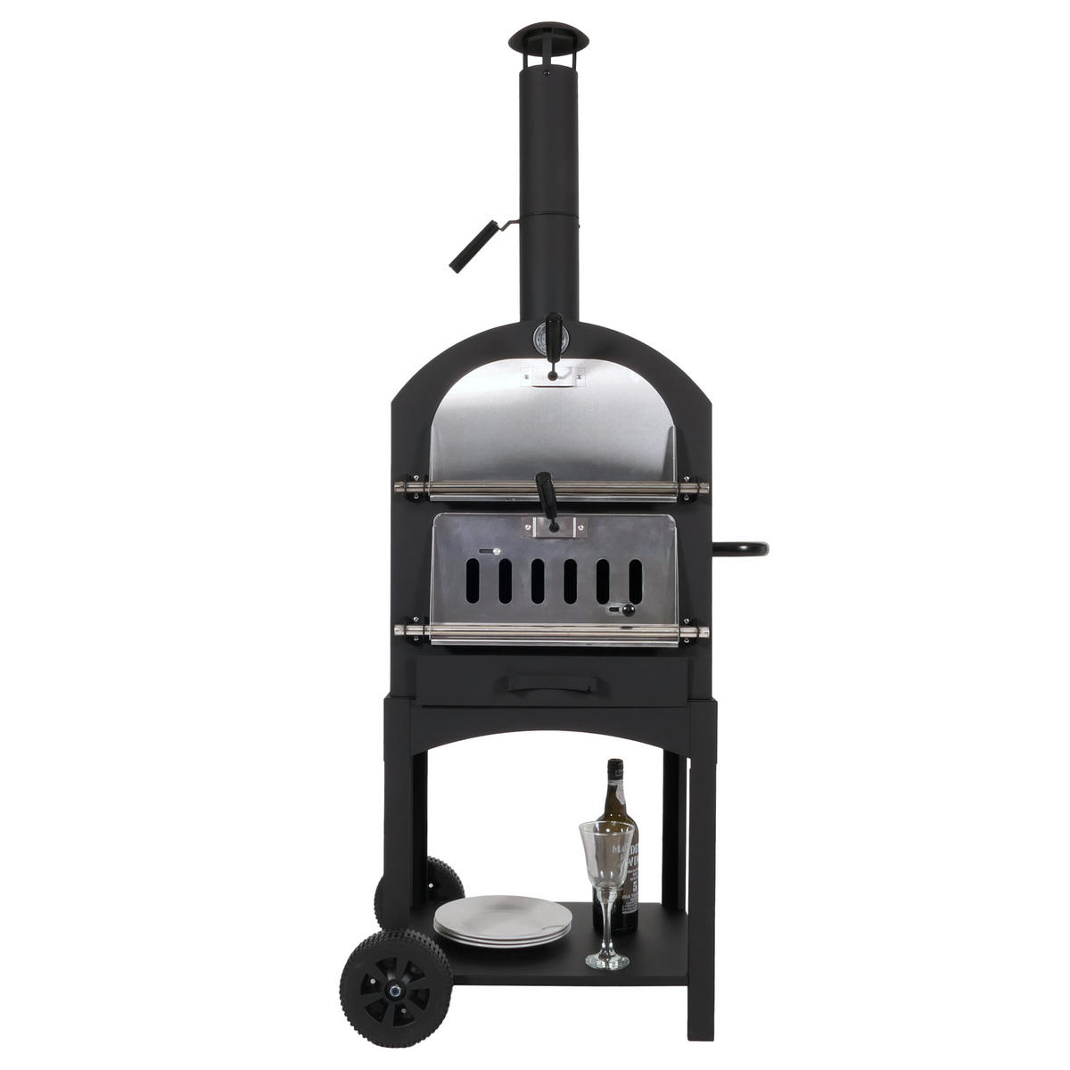 PIZZAOFEN Schwarz - Schwarz, Metall (70/166/48cm) - MCW