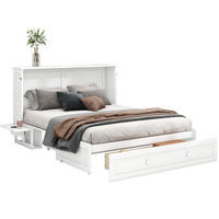 BETT 140/200 cm mit Stauraum und Regal – klappbares Schrankbett in Weiß - Weiß, Holz (140/200cm) - BEAOK